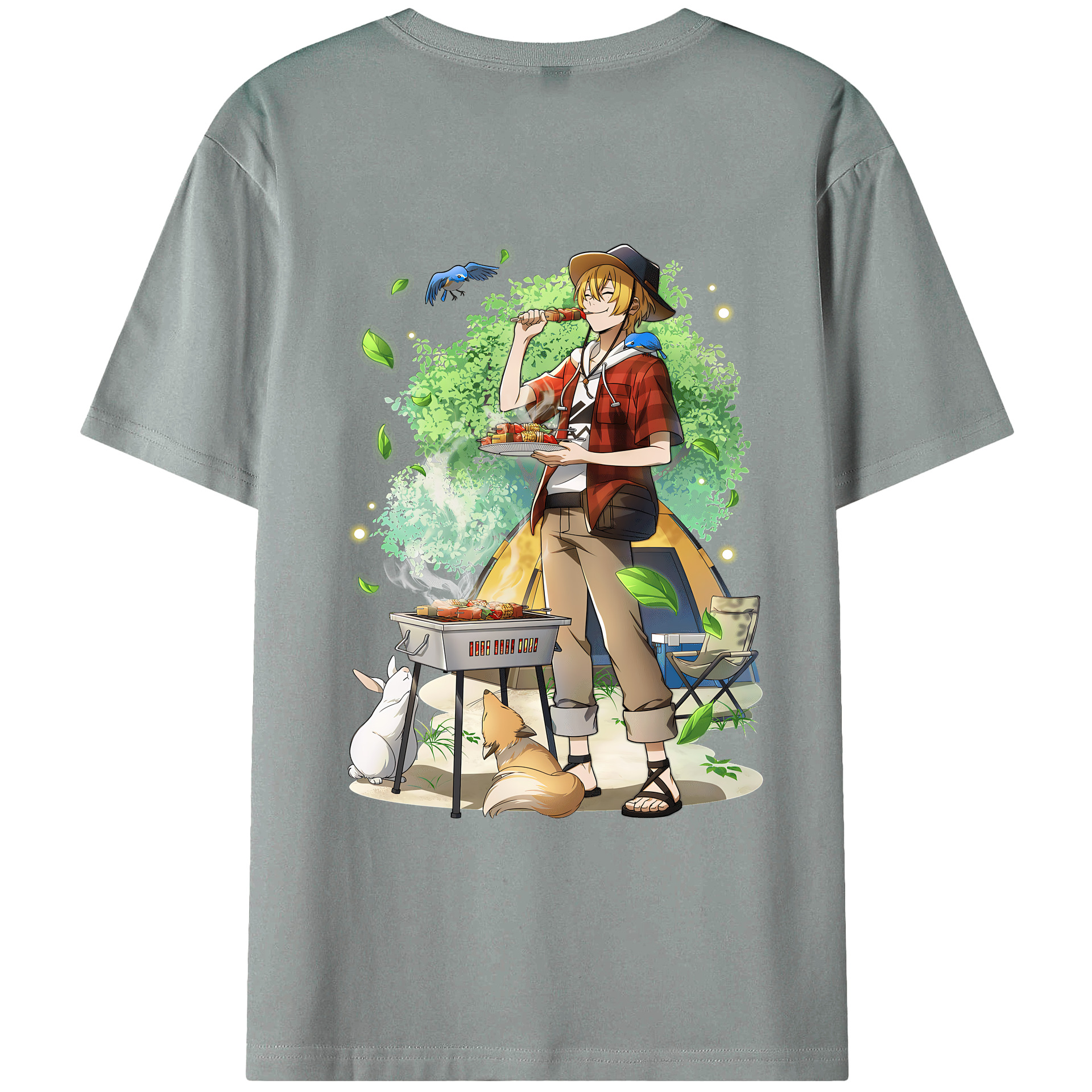 （画像用） 文豪ストレイドッグス Bungo Stray Dogs 綿100％ メンズ半袖Tシャツ（バックプリント） 通気性